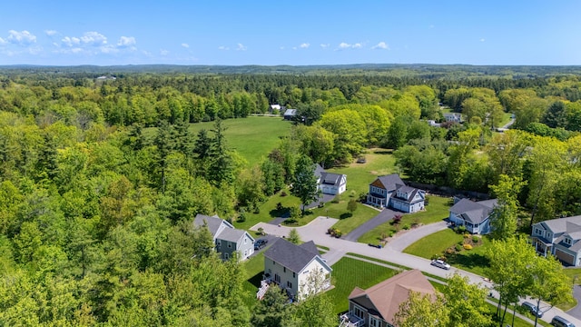 66 Old Dynamite Way, Gorham, ME 04038 - aerial view of residential area featuring a heavily wooded area