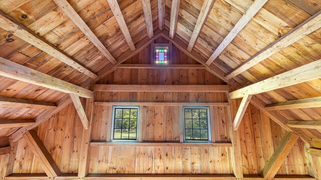 34 Mcphetres Rd, Sangerville, ME 04479 - detailed view of wood ceiling with exposed beams