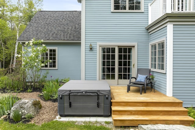 49 Moose Walk Rd, Westport Island, ME 04578 - wooden deck with a hot tub
