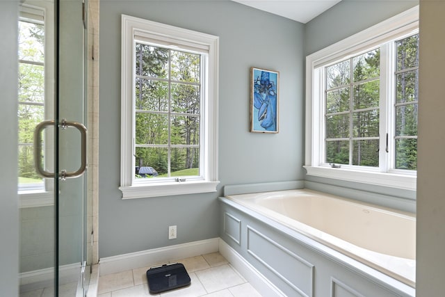 49 Moose Walk Rd, Westport Island, ME 04578 - bathroom with healthy amount of natural light, baseboards, and a shower stall