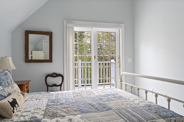 49 Moose Walk Rd, Westport Island, ME 04578 - bedroom with access to outside and vaulted ceiling