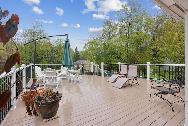 47 Woods Circle Rd, Yarmouth, ME 04096 - wooden terrace featuring outdoor dining area