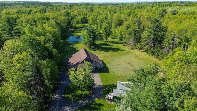 189 Stetson Rd E, Levant, ME 04456 - view from above of property with a forest and a large body of water