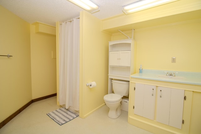 189 Stetson Rd E, Levant, ME 04456 - bathroom with toilet, vanity, baseboards, and a shower with curtain