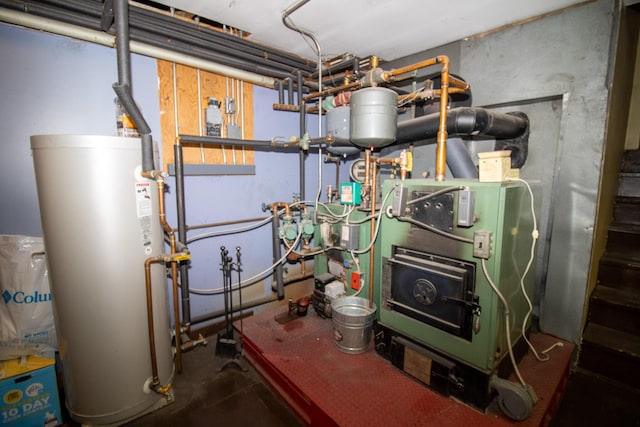 189 Stetson Rd E, Levant, ME 04456 - utilities with gas water heater and a heating unit