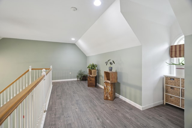 44 Emery Mills Rd, Lebanon, ME 04027 - sitting room featuring vaulted ceiling, wood finished floors, baseboards, and recessed lighting