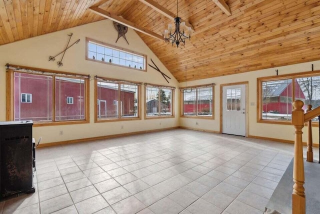 24 Cassella Dr, Jefferson, ME 04348 - unfurnished sunroom with a chandelier and vaulted ceiling