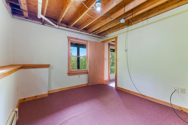 37 Boulder Dr, Auburn, ME 04210 - spare room featuring a baseboard radiator, carpet flooring, baseboards, and a smoke detector