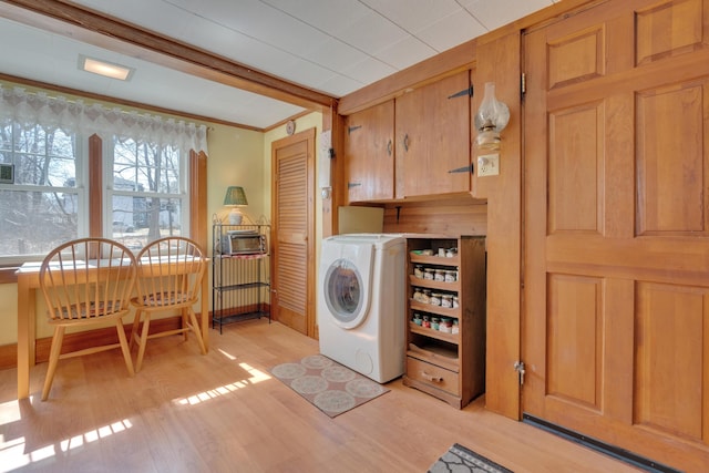 25 Church St, Gorham, ME 04038 - laundry area with washer / dryer and light wood-type flooring