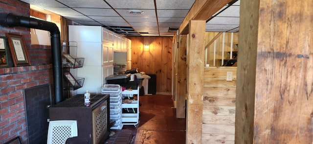 162 30th St, Shapleigh, ME 04076 - corridor with finished concrete flooring and wood walls