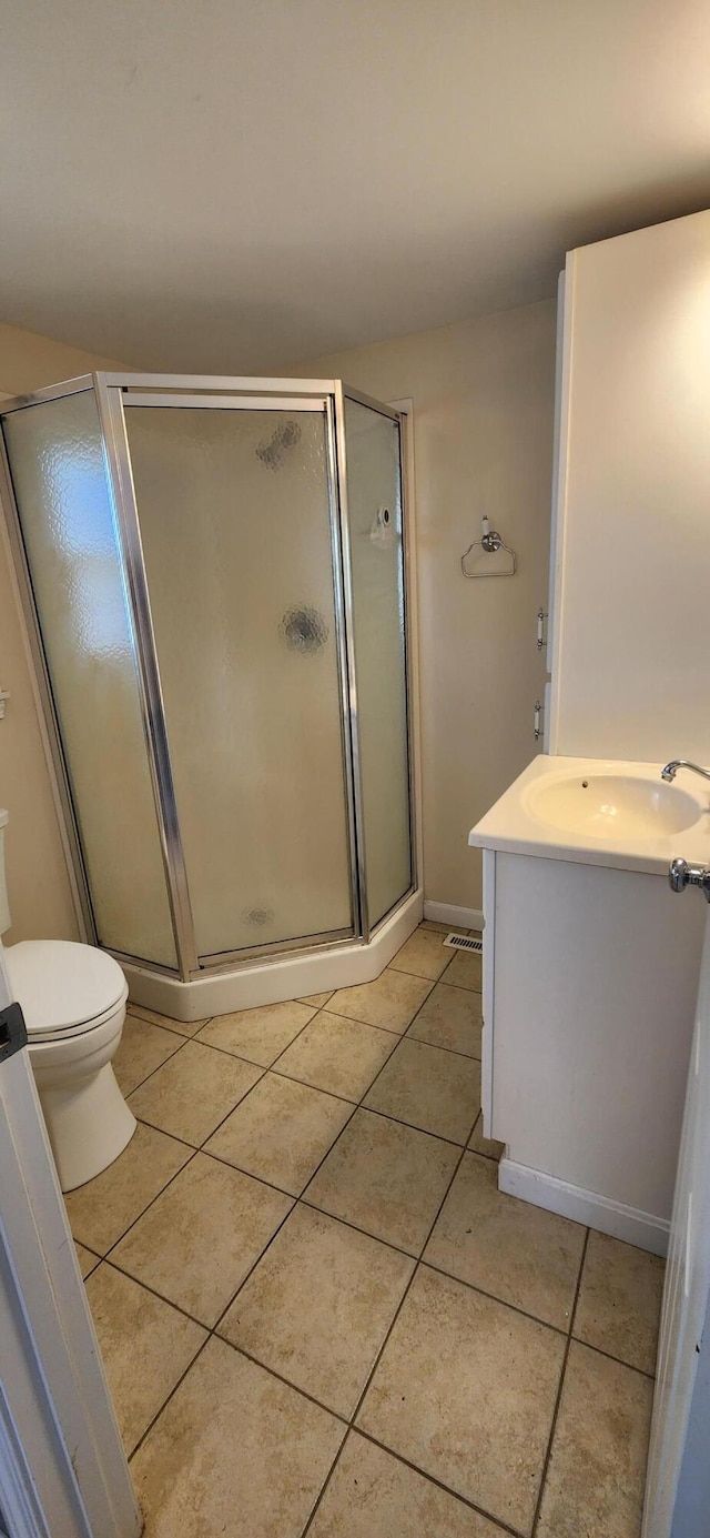 162 30th St, Shapleigh, ME 04076 - bathroom with vanity, tile patterned floors, and a stall shower