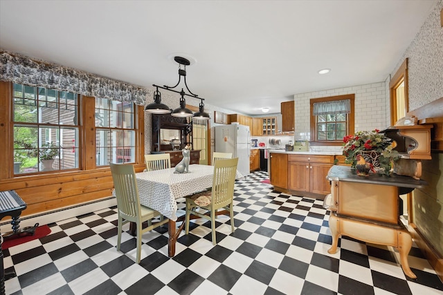 62 Blackswoods Rd, Franklin, ME 04634 - dining space featuring light floors and a baseboard radiator