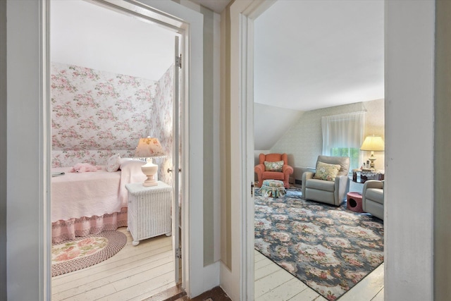 62 Blackswoods Rd, Franklin, ME 04634 - sitting room with vaulted ceiling and wallpapered walls
