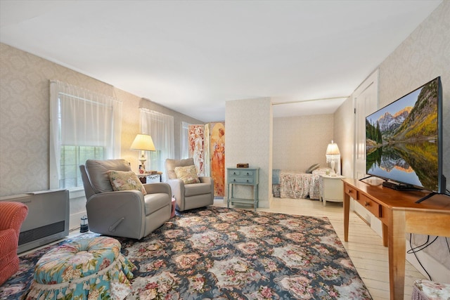 62 Blackswoods Rd, Franklin, ME 04634 - living area featuring wallpapered walls and wood finished floors