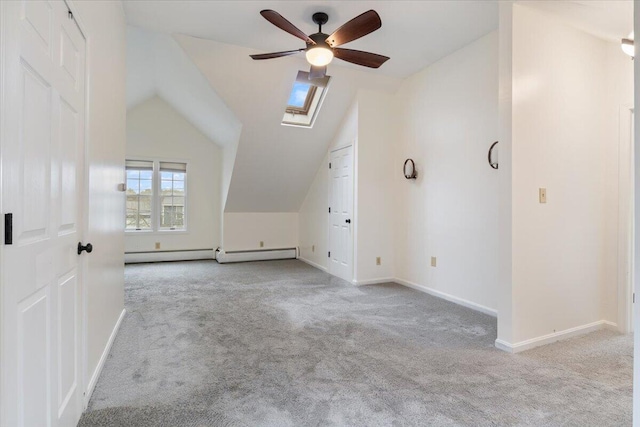 4 Buttonwood Rd, South Berwick, ME 03908 - additional living space featuring carpet flooring, a skylight, a ceiling fan, baseboards, and vaulted ceiling