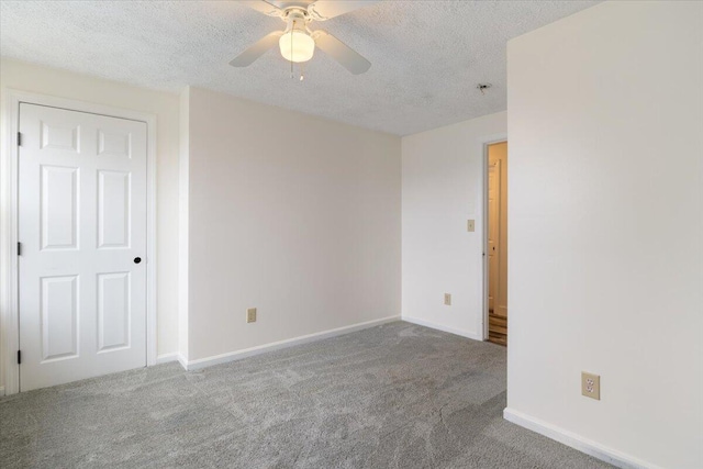 4 Buttonwood Rd, South Berwick, ME 03908 - carpeted empty room with a textured ceiling, ceiling fan, baseboards, and fire sprinkler in ceiling