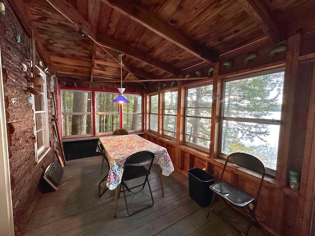 63 Naples Rd, Harrison, ME 04040 - sunroom / solarium with hardwood / wood-style flooring, wood ceiling, and wood walls