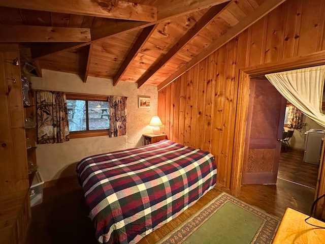 63 Naples Rd, Harrison, ME 04040 - bedroom featuring wooden ceiling, wood finished floors, and wood walls