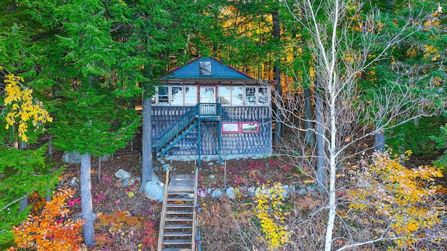 63 Naples Rd, Harrison, ME 04040 - back of property featuring stairs