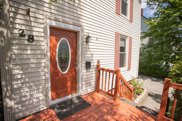 28 Pier St, Bangor, ME 04401 - view of exterior entry with a deck