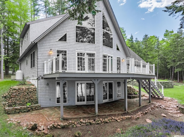 129 Maple Shore Ln, Stetson, ME 04488 - back of house with a patio area, stairway, and a deck