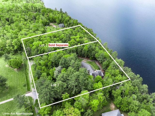 129 Maple Shore Ln, Stetson, ME 04488 - aerial overview of property's location featuring property boundaries highlighted and a heavily wooded area