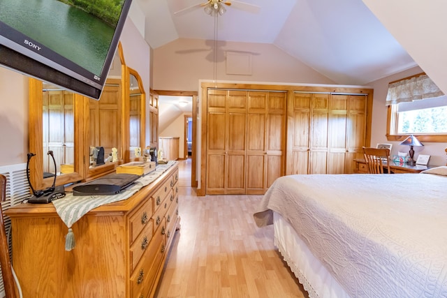 303 Williams Rd, Bradford, ME 04410 - bedroom featuring light wood finished floors and lofted ceiling