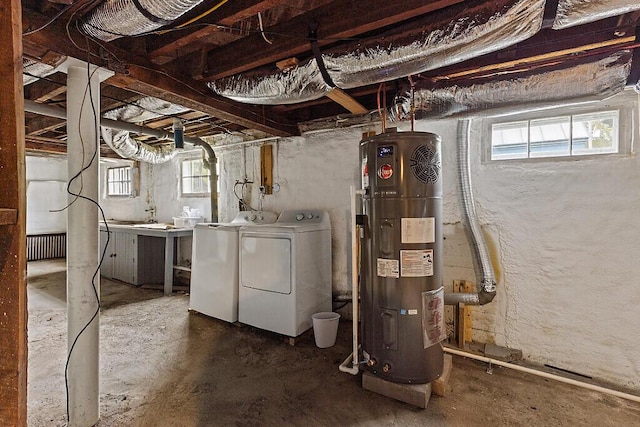 20 Donald St, Waterville, ME 04901 - basement with water heater, washing machine and dryer, and healthy amount of natural light