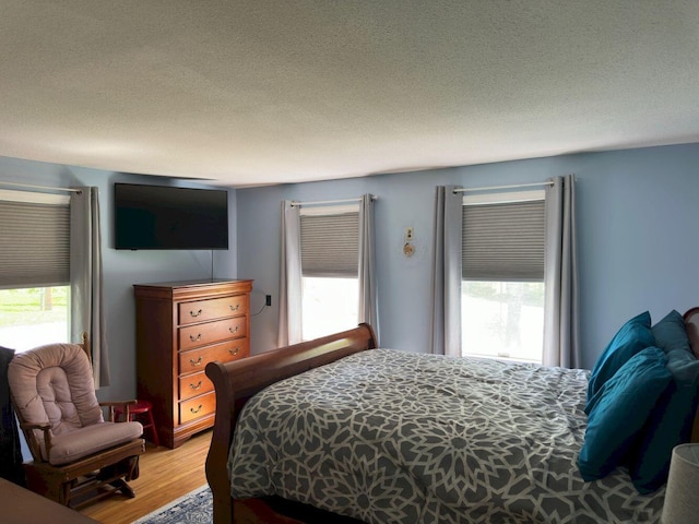 10 Research Dr, Skowhegan, ME 04976 - bedroom featuring multiple windows, light wood-type flooring, and a textured ceiling