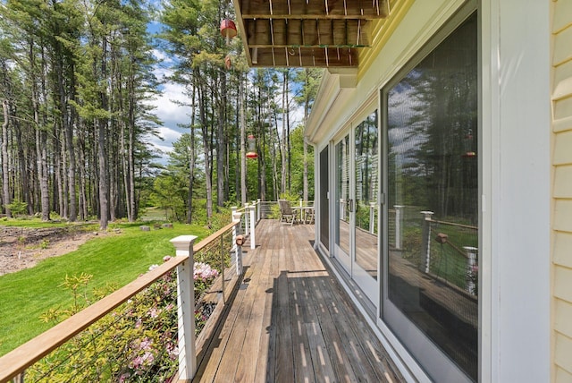 401 Princes Point Rd, Yarmouth, ME 04096 - wooden deck featuring a lawn