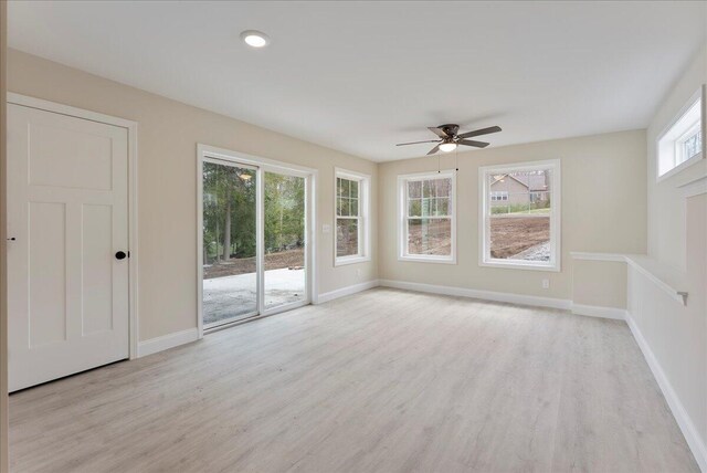 12 Casey Ln, Old Orchard Beach, ME 04064 - empty room featuring a ceiling fan, light wood-type flooring, baseboards, and recessed lighting