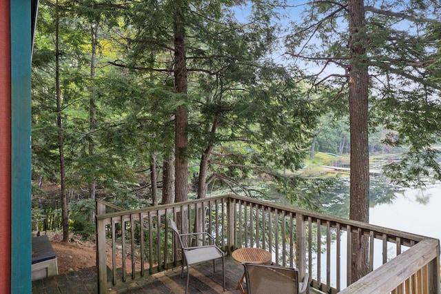29 Island Pond Rd, Leeds, ME 04263 - wooden deck featuring a water view