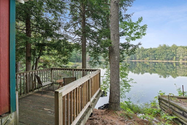 29 Island Pond Rd, Leeds, ME 04263 - wooden deck featuring a water view