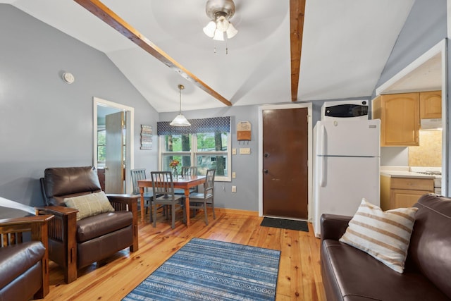 29 Island Pond Rd, Leeds, ME 04263 - living area featuring lofted ceiling, light wood finished floors, and ceiling fan