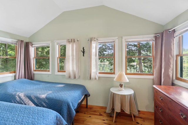 29 Island Pond Rd, Leeds, ME 04263 - bedroom with light wood-style floors and vaulted ceiling