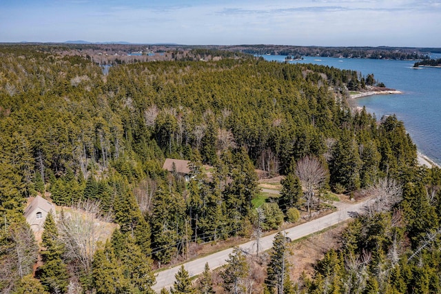 463 Martin Point Rd, Friendship, ME 04547 - bird's eye view of a heavily wooded area and a nearby body of water