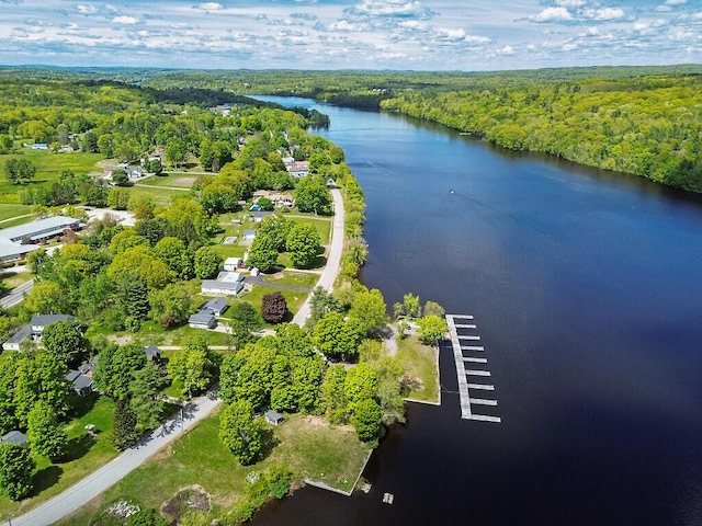 95 Riverview Dr, Gardiner, ME 04345 - drone / aerial view of a heavily wooded area and a large body of water
