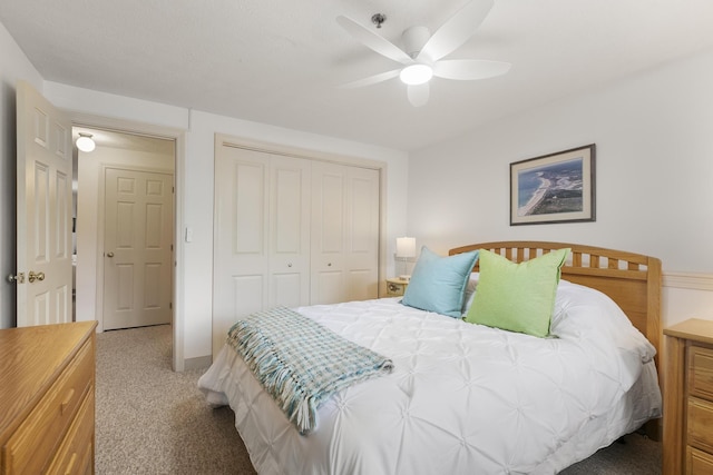 1801 Post Rd Unit 144, Wells, ME 04090 - carpeted bedroom with a closet, ceiling fan, and baseboards