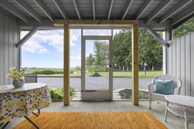 1801 Post Rd Unit 144, Wells, ME 04090 - sunroom / solarium featuring beam ceiling and plenty of natural light