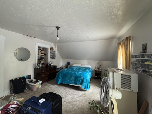 41 S Main St, Guilford, ME 04443 - bedroom featuring lofted ceiling, a textured ceiling, and carpet floors
