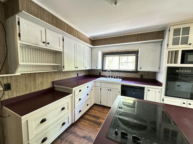 5 Grant Rd, Saint Albans, ME 04971 - kitchen with black appliances, dark countertops, a sink, and dark wood-style flooring