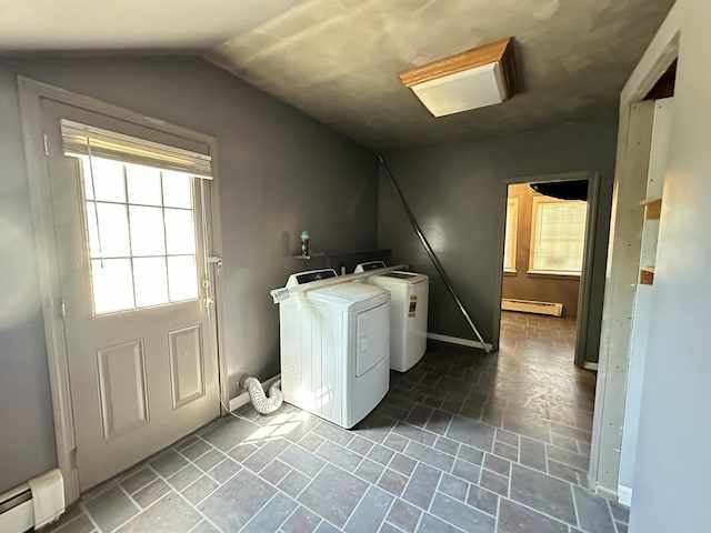5 Grant Rd, Saint Albans, ME 04971 - washroom with a baseboard radiator, washing machine and clothes dryer, and baseboard heating