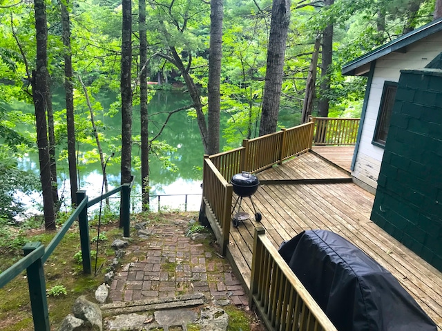 55 Sandy Bottom Rd, Turner, ME 04282 - wooden terrace featuring a water view