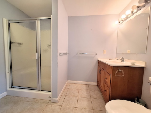 2 Gunstock Rd, Scarborough, ME 04074 - full bathroom featuring toilet, vanity, a shower stall, and baseboards