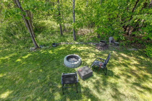 13 Daggett St, Portland, ME 04103 - view of grassy yard with an outdoor fire pit