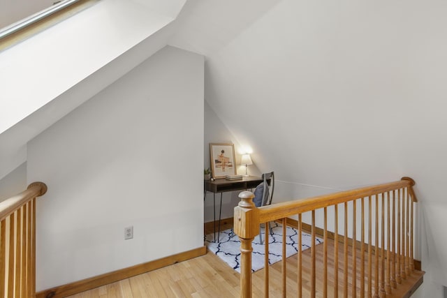58 Josiah Norton Rd, York, ME 03902 - staircase with wood finished floors, lofted ceiling, and baseboards
