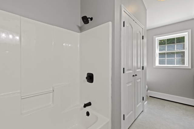 186 Yarmouth Rd, Gray, ME 04039 - bathroom with shower / tub combination, a closet, baseboards, and baseboard heating