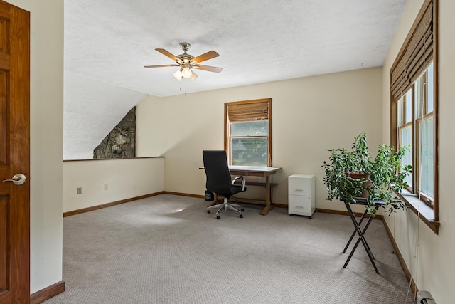 23 Stovers Point Rd, Harpswell, ME 04079 - office featuring carpet flooring, ceiling fan, plenty of natural light, and a textured ceiling