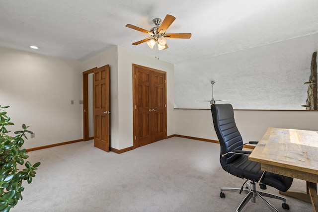 23 Stovers Point Rd, Harpswell, ME 04079 - carpeted office space with baseboards and a ceiling fan