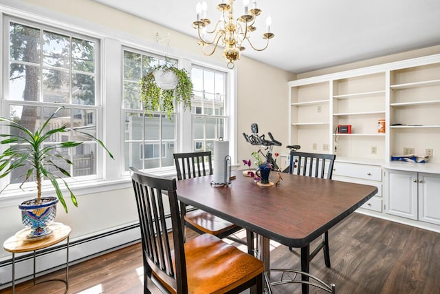 6 Winter St, Augusta, ME 04330 - dining space featuring a chandelier, dark wood finished floors, and baseboard heating